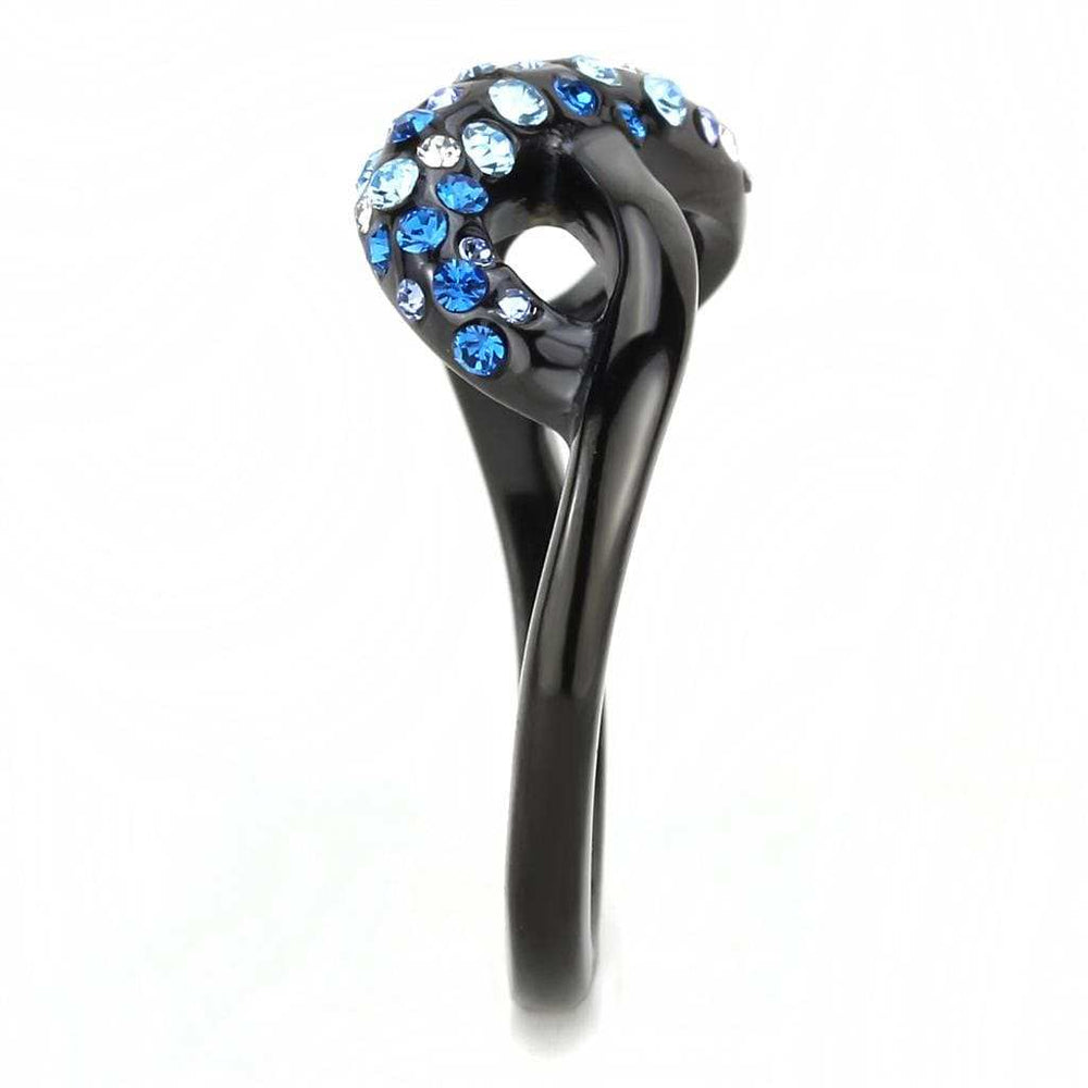 TK3446 - IP Black(Ion Plating) Stainless Steel Ring with Top Grade Crystal in Multi Color - Alamode - Flyclothing LLC
