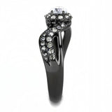 TK3448 - IP Light Black  (IP Gun) Stainless Steel Ring with AAA Grade CZ  in Clear - Alamode