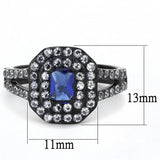 TK3449 - IP Black(Ion Plating) Stainless Steel Ring with Synthetic Synthetic Glass in Montana - Alamode - Flyclothing LLC