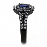 TK3449 - IP Black(Ion Plating) Stainless Steel Ring with Synthetic Synthetic Glass in Montana - Alamode - Flyclothing LLC