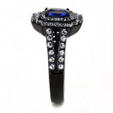 TK3449 - IP Black(Ion Plating) Stainless Steel Ring with Synthetic Synthetic Glass in Montana - Alamode
