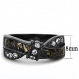 TK3452 - IP Black(Ion Plating) Stainless Steel Ring with Synthetic Synthetic Glass in Brown - Alamode - Flyclothing LLC
