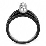 TK3454 - IP Black(Ion Plating) Stainless Steel Ring with Synthetic Pearl in Gray - Alamode - Flyclothing LLC