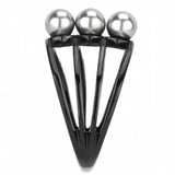 TK3454 - IP Black(Ion Plating) Stainless Steel Ring with Synthetic Pearl in Gray - Alamode - Flyclothing LLC