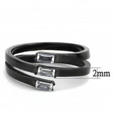 TK3455 - IP Black(Ion Plating) Stainless Steel Ring with AAA Grade CZ  in Clear - Alamode