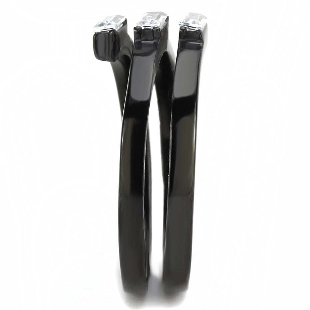 TK3455 - IP Black(Ion Plating) Stainless Steel Ring with AAA Grade CZ in Clear - Alamode - Flyclothing LLC