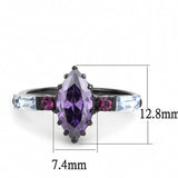 TK3456 - IP Black(Ion Plating) Stainless Steel Ring with AAA Grade CZ  in Amethyst - Alamode