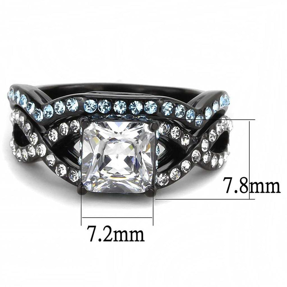 TK3457 - IP Black(Ion Plating) Stainless Steel Ring with AAA Grade CZ in Clear - Alamode - Flyclothing LLC