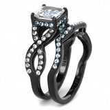 TK3457 - IP Black(Ion Plating) Stainless Steel Ring with AAA Grade CZ  in Clear