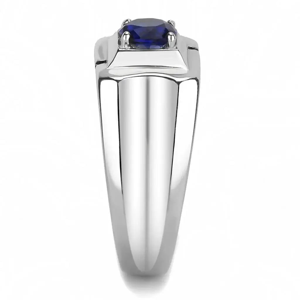 TK3459 - High polished (no plating) Stainless Steel Ring with Synthetic Synthetic Glass in Montana - Alamode - Flyclothing LLC