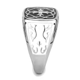 TK3460 - High polished (no plating) Stainless Steel Ring with Epoxy  in Jet - Alamode
