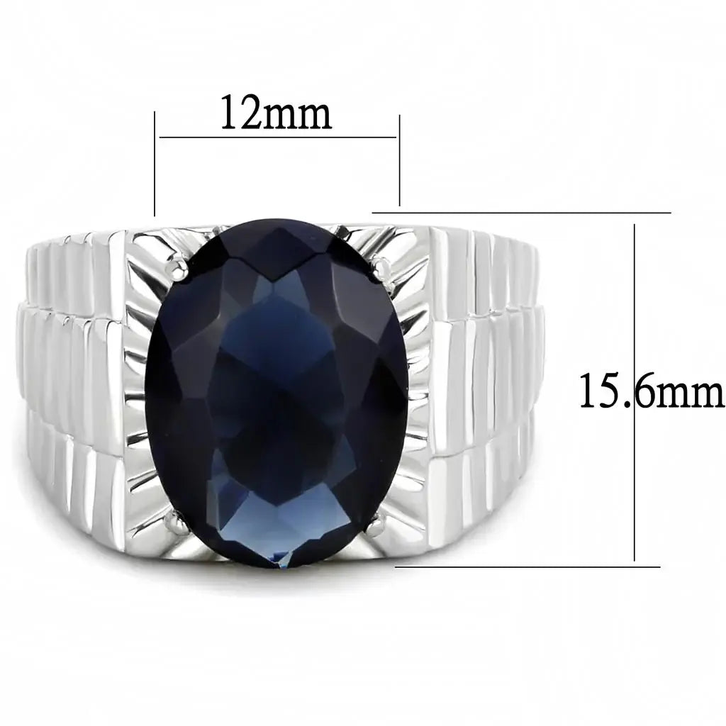 TK3461 - High polished (no plating) Stainless Steel Ring with Synthetic Synthetic Glass in Montana - Alamode - Flyclothing LLC