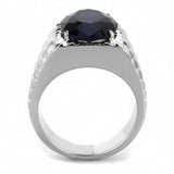 TK3461 - High polished (no plating) Stainless Steel Ring with Synthetic Synthetic Glass in Montana - Alamode