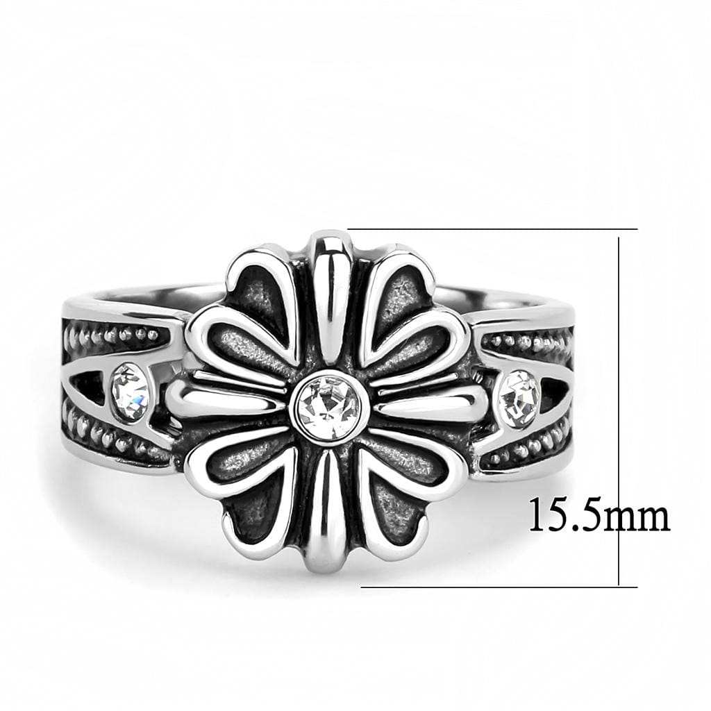 TK3462 - High polished (no plating) Stainless Steel Ring with Top Grade Crystal in Clear - Alamode - Flyclothing LLC