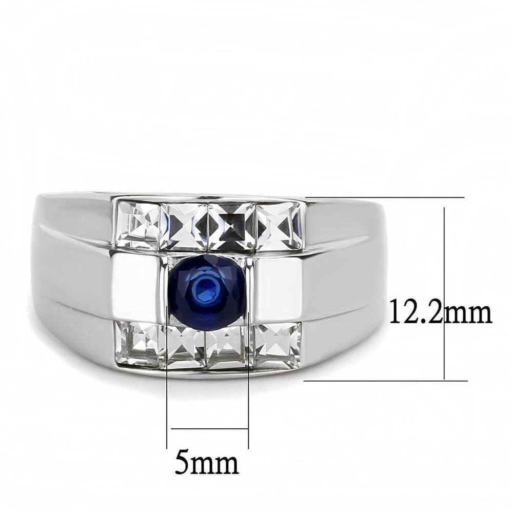 TK3463 - High polished (no plating) Stainless Steel Ring with Synthetic Synthetic Glass in Montana - Alamode - Flyclothing LLC