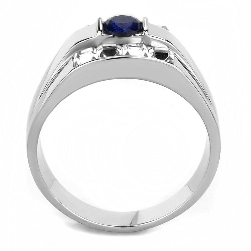 TK3463 - High polished (no plating) Stainless Steel Ring with Synthetic Synthetic Glass in Montana - Alamode - Flyclothing LLC