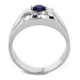 TK3463 - High polished (no plating) Stainless Steel Ring with Synthetic Synthetic Glass in Montana - Alamode