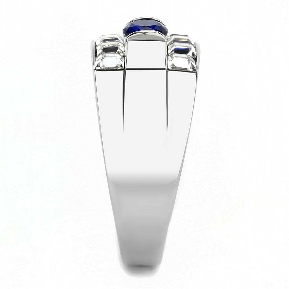 TK3463 - High polished (no plating) Stainless Steel Ring with Synthetic Synthetic Glass in Montana - Alamode - Flyclothing LLC