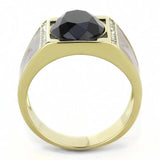 TK3465 - IP Gold(Ion Plating) Stainless Steel Ring with Synthetic Onyx in Jet - Alamode - Flyclothing LLC