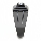 TK3466 - IP Black(Ion Plating) Stainless Steel Ring with AAA Grade CZ in Clear - Alamode - Flyclothing LLC