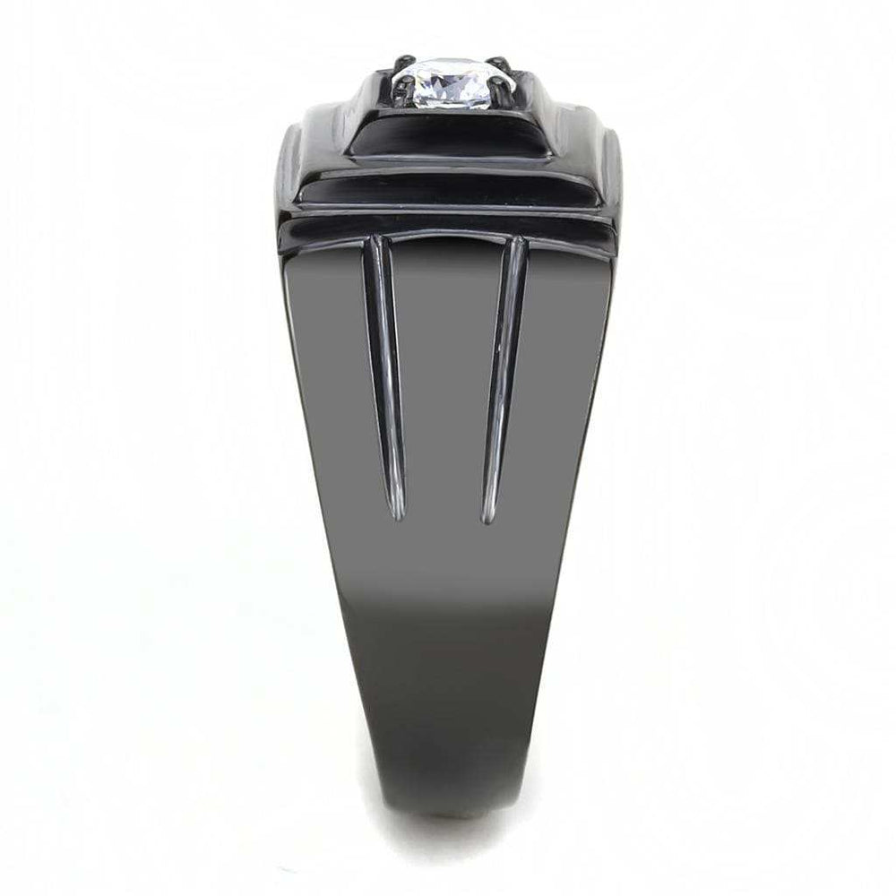 TK3466 - IP Black(Ion Plating) Stainless Steel Ring with AAA Grade CZ in Clear - Alamode - Flyclothing LLC