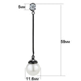 TK3471 - IP Black(Ion Plating) Stainless Steel Earrings with Synthetic Pearl in White - Alamode - Flyclothing LLC