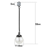 TK3471 - IP Black(Ion Plating) Stainless Steel Earrings with Synthetic Pearl in White - Alamode