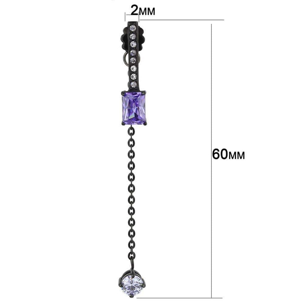 TK3472 - IP Black(Ion Plating) Stainless Steel Earrings with AAA Grade CZ in Tanzanite - Alamode - Flyclothing LLC