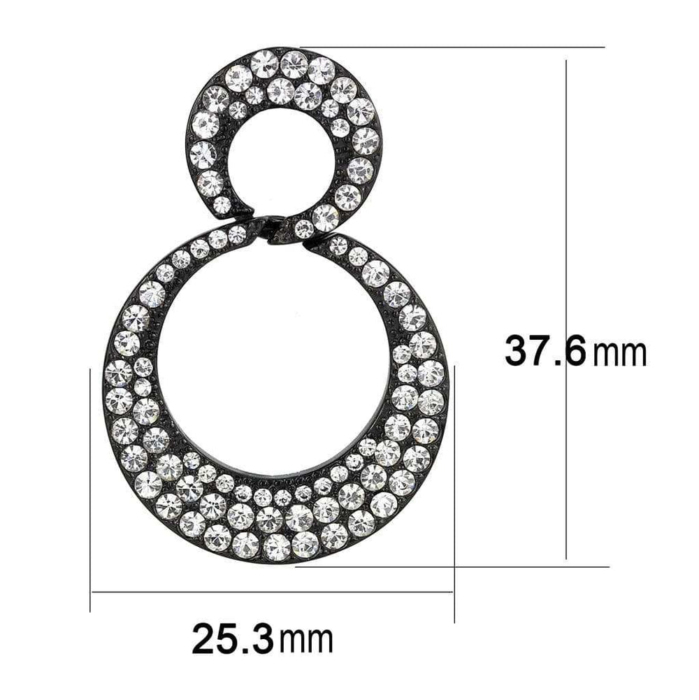 TK3493 - IP Black(Ion Plating) Stainless Steel Earrings with Top Grade Crystal in Clear - Alamode - Flyclothing LLC
