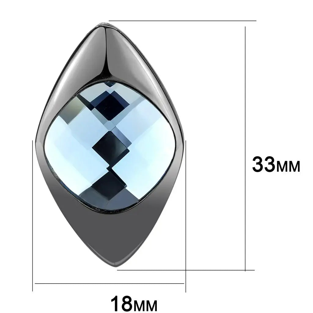 TK3494 - IP Light Black (IP Gun) Stainless Steel Earrings with Synthetic Synthetic Glass in Light Sapphire - Alamode - Flyclothing LLC