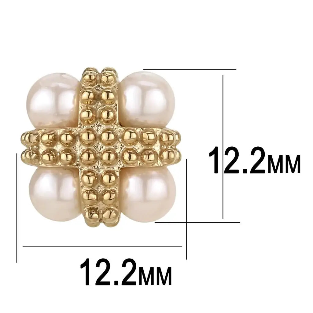TK3495 - IP Rose Gold(Ion Plating) Stainless Steel Earrings with Synthetic Pearl in Light Rose - Alamode - Flyclothing LLC