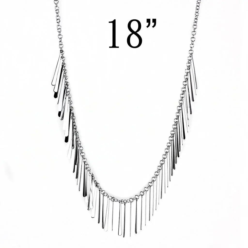 TK3499 - High polished (no plating) Stainless Steel Necklace with No Stone - Alamode - Flyclothing LLC