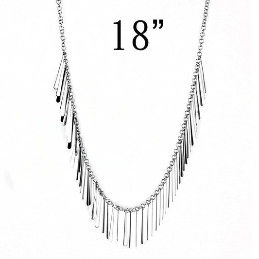 TK3499 - High polished (no plating) Stainless Steel Necklace with No Stone - Alamode - Flyclothing LLC