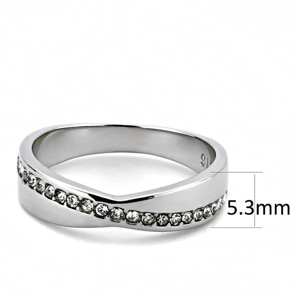 TK3501 - High polished (no plating) Stainless Steel Ring with Top Grade Crystal in Clear - Alamode - Flyclothing LLC
