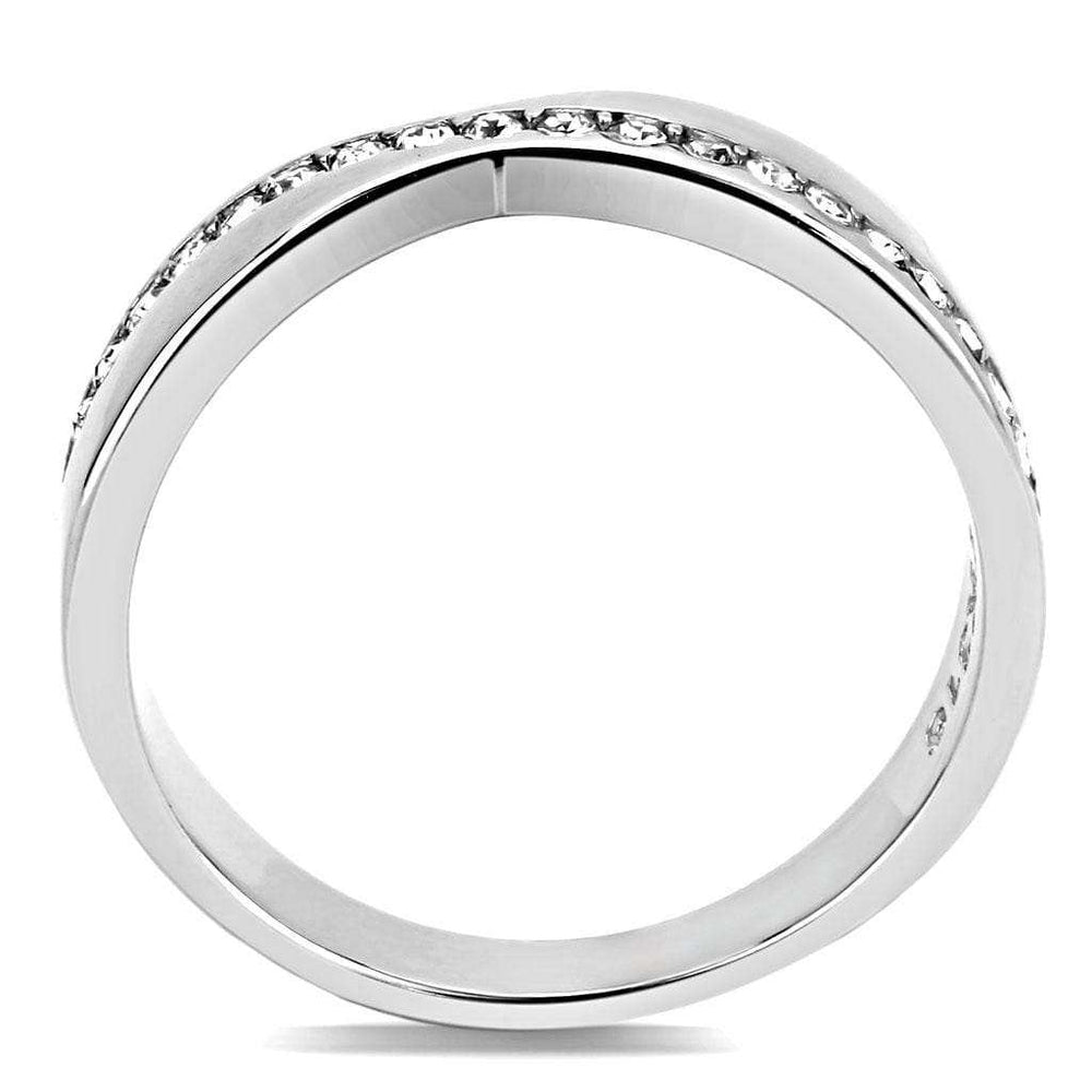 TK3501 - High polished (no plating) Stainless Steel Ring with Top Grade Crystal in Clear - Alamode - Flyclothing LLC