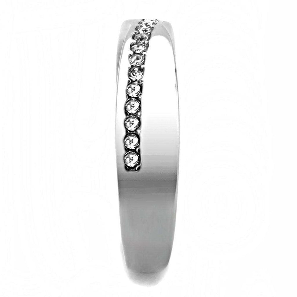 TK3501 - High polished (no plating) Stainless Steel Ring with Top Grade Crystal in Clear - Alamode - Flyclothing LLC