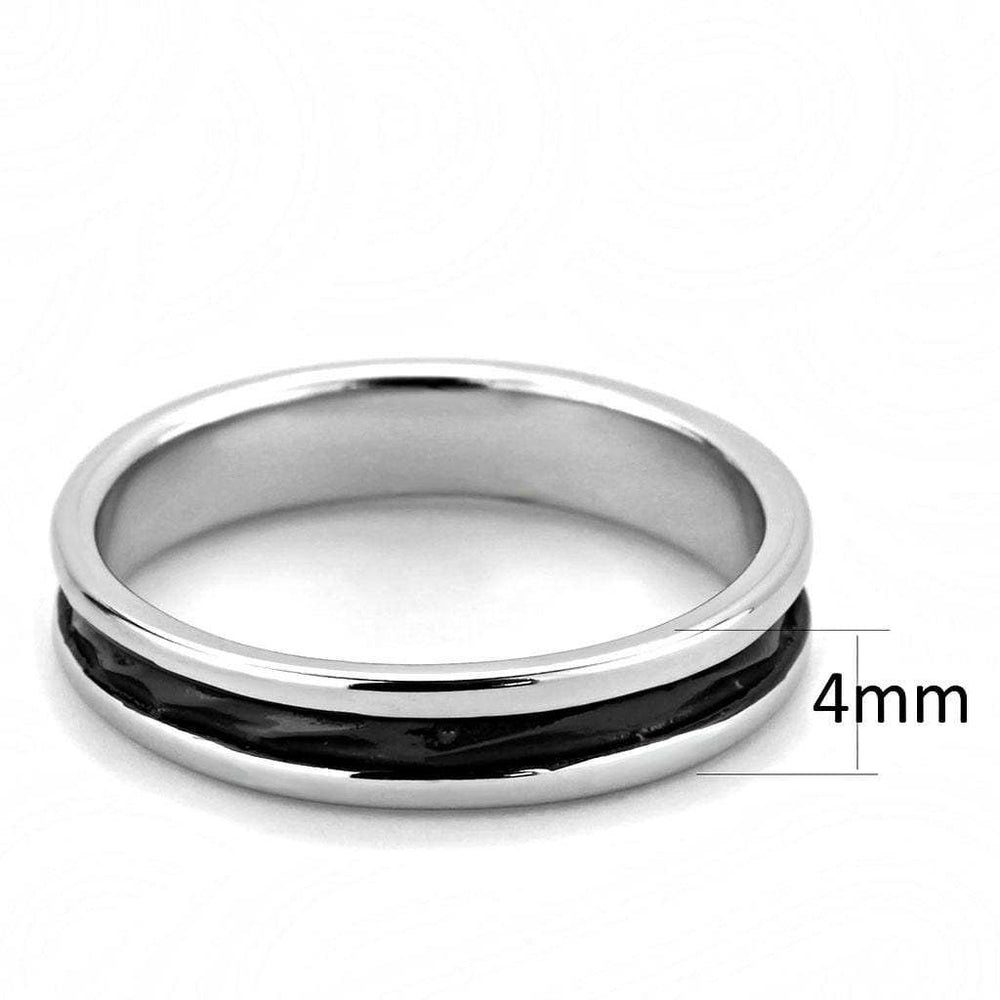 TK3502 - Two-Tone IP Black (Ion Plating) Stainless Steel Ring with No Stone - Alamode - Flyclothing LLC