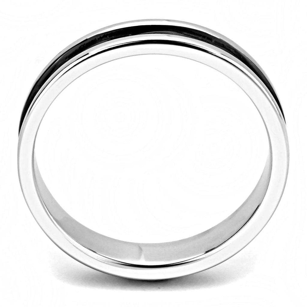 TK3502 - Two-Tone IP Black (Ion Plating) Stainless Steel Ring with No Stone - Alamode - Flyclothing LLC