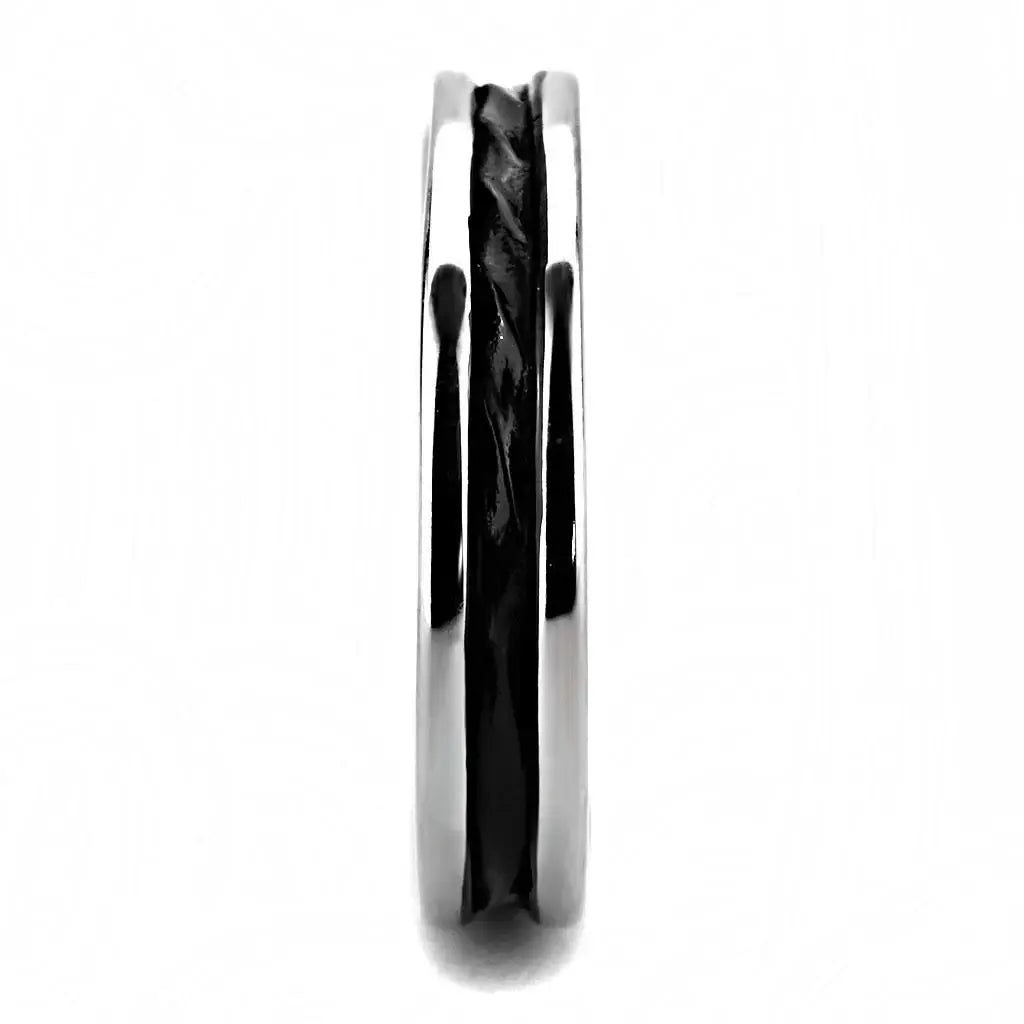TK3502 - Two-Tone IP Black (Ion Plating) Stainless Steel Ring with No Stone - Alamode - Flyclothing LLC