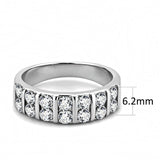 TK3504 - High polished (no plating) Stainless Steel Ring with AAA Grade CZ  in Clear - Alamode