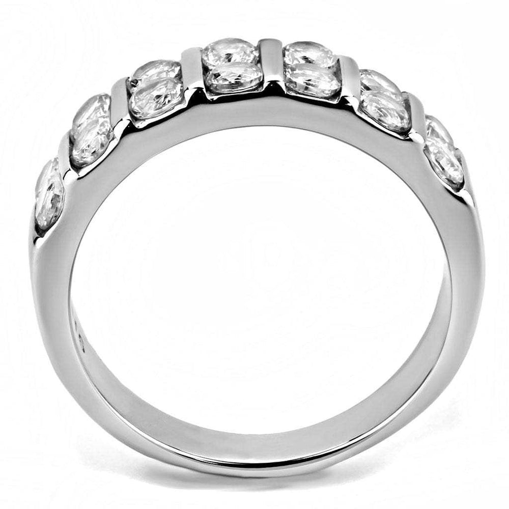 TK3504 - High polished (no plating) Stainless Steel Ring with AAA Grade CZ in Clear - Alamode - Flyclothing LLC