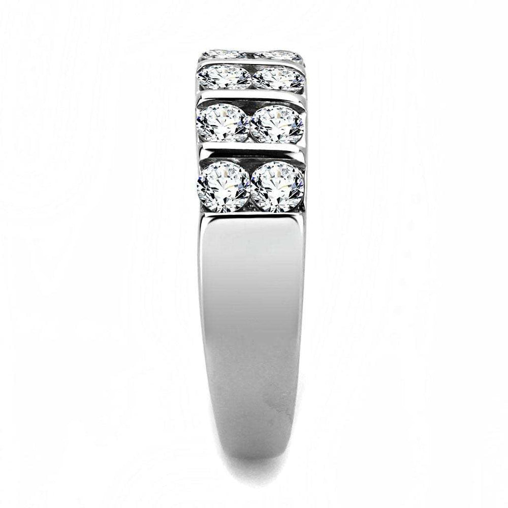 TK3504 - High polished (no plating) Stainless Steel Ring with AAA Grade CZ in Clear - Alamode - Flyclothing LLC