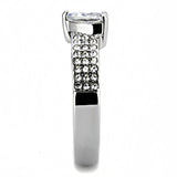 TK3505 - High polished (no plating) Stainless Steel Ring with AAA Grade CZ  in Clear - Alamode