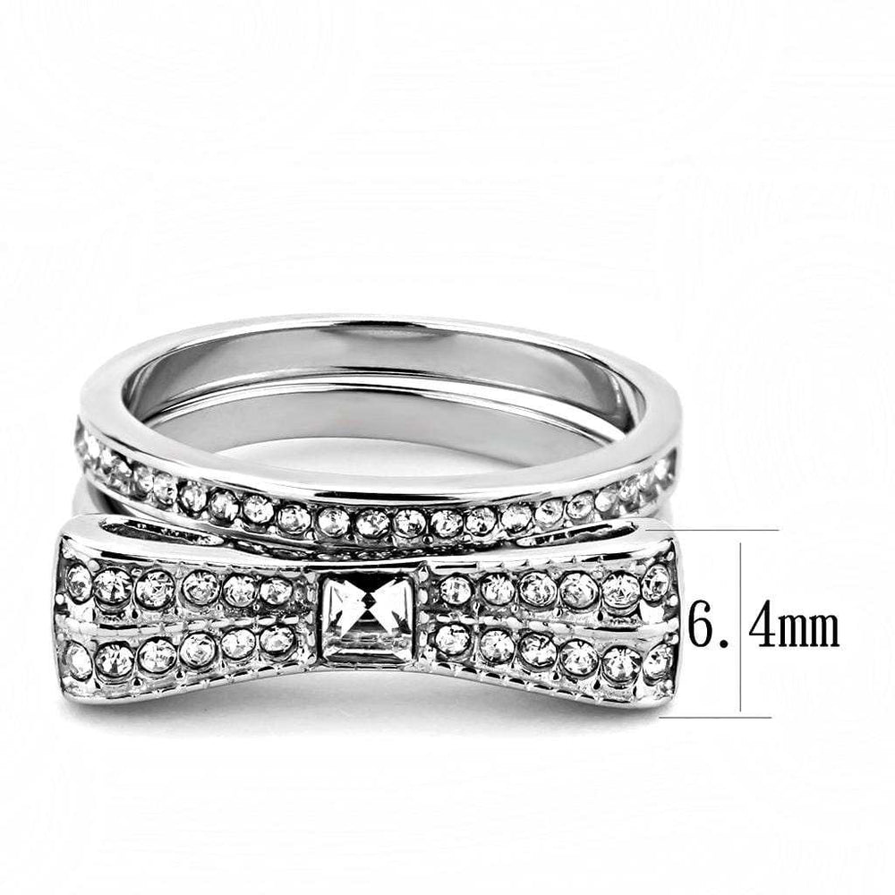 TK3506 - High polished (no plating) Stainless Steel Ring with Top Grade Crystal in Clear - Alamode - Flyclothing LLC
