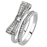 TK3506 - High polished (no plating) Stainless Steel Ring with Top Grade Crystal  in Clear - Alamode