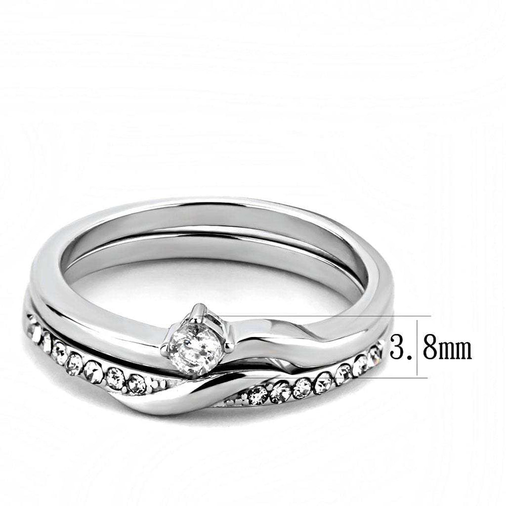 TK3508 - High polished (no plating) Stainless Steel Ring with AAA Grade CZ in Clear - Alamode - Flyclothing LLC