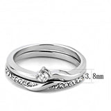 TK3508 - High polished (no plating) Stainless Steel Ring with AAA Grade CZ  in Clear - Alamode