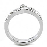 TK3508 - High polished (no plating) Stainless Steel Ring with AAA Grade CZ  in Clear - Alamode