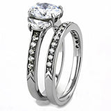 TK3509 - High polished (no plating) Stainless Steel Ring with AAA Grade CZ in Clear - Alamode - Flyclothing LLC
