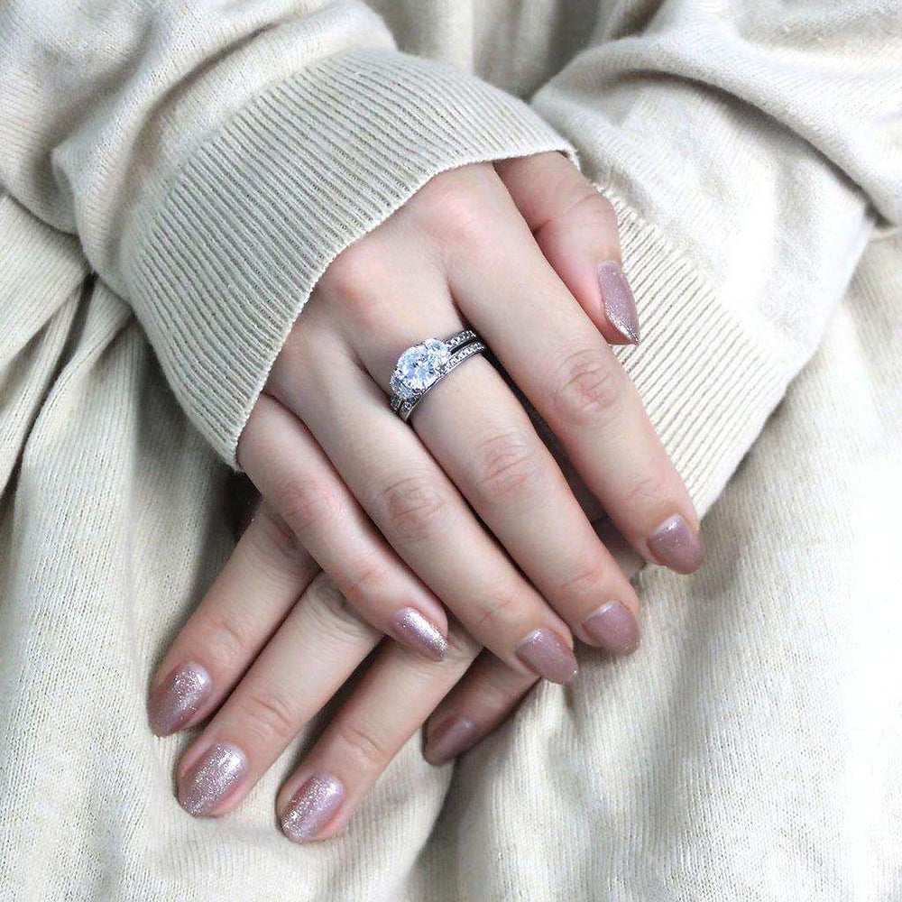 TK3509 - High polished (no plating) Stainless Steel Ring with AAA Grade CZ in Clear - Alamode - Flyclothing LLC